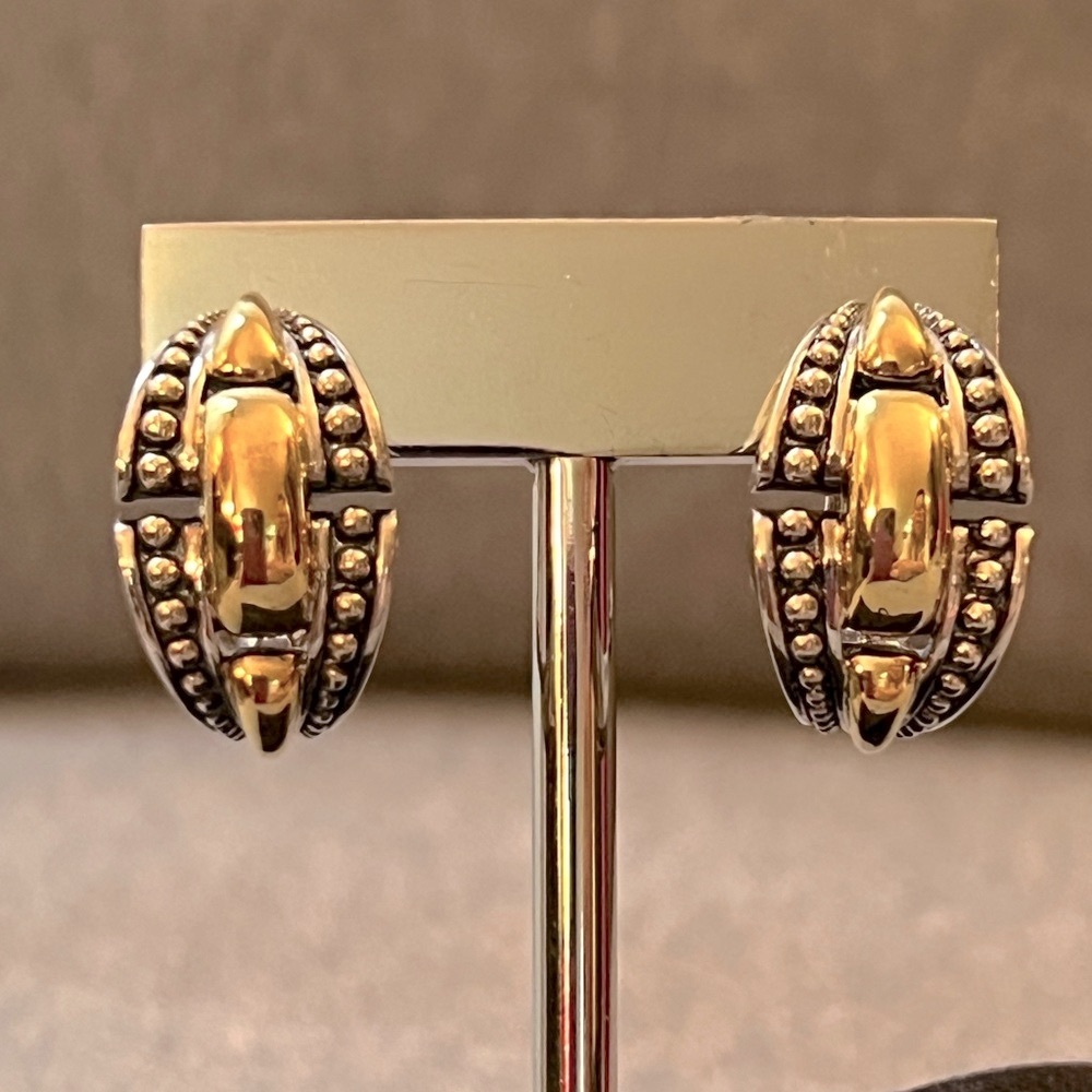 LAGOS 18K Yellow Gold Link, 925 S.Silver caviar beads. Brand New! Authentic!